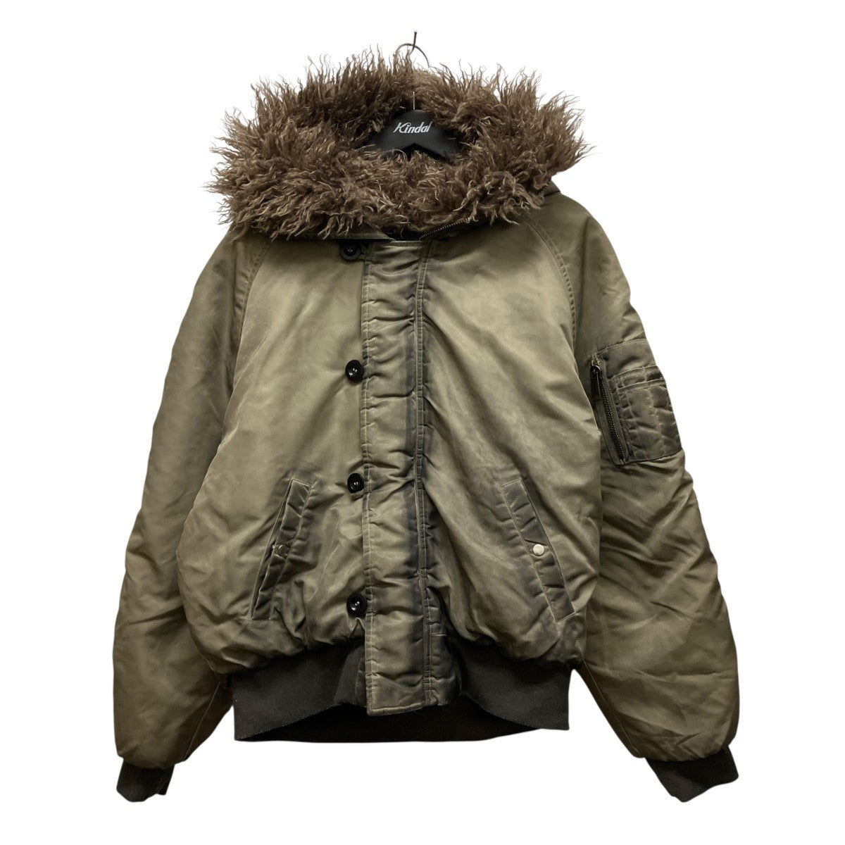 NO／FAITH STUDIOS ASTRO FUR BOMBER JACKET汚れ加工フーデッドボアボンバージャケット 古着・中古-1枚目のアイテム画像