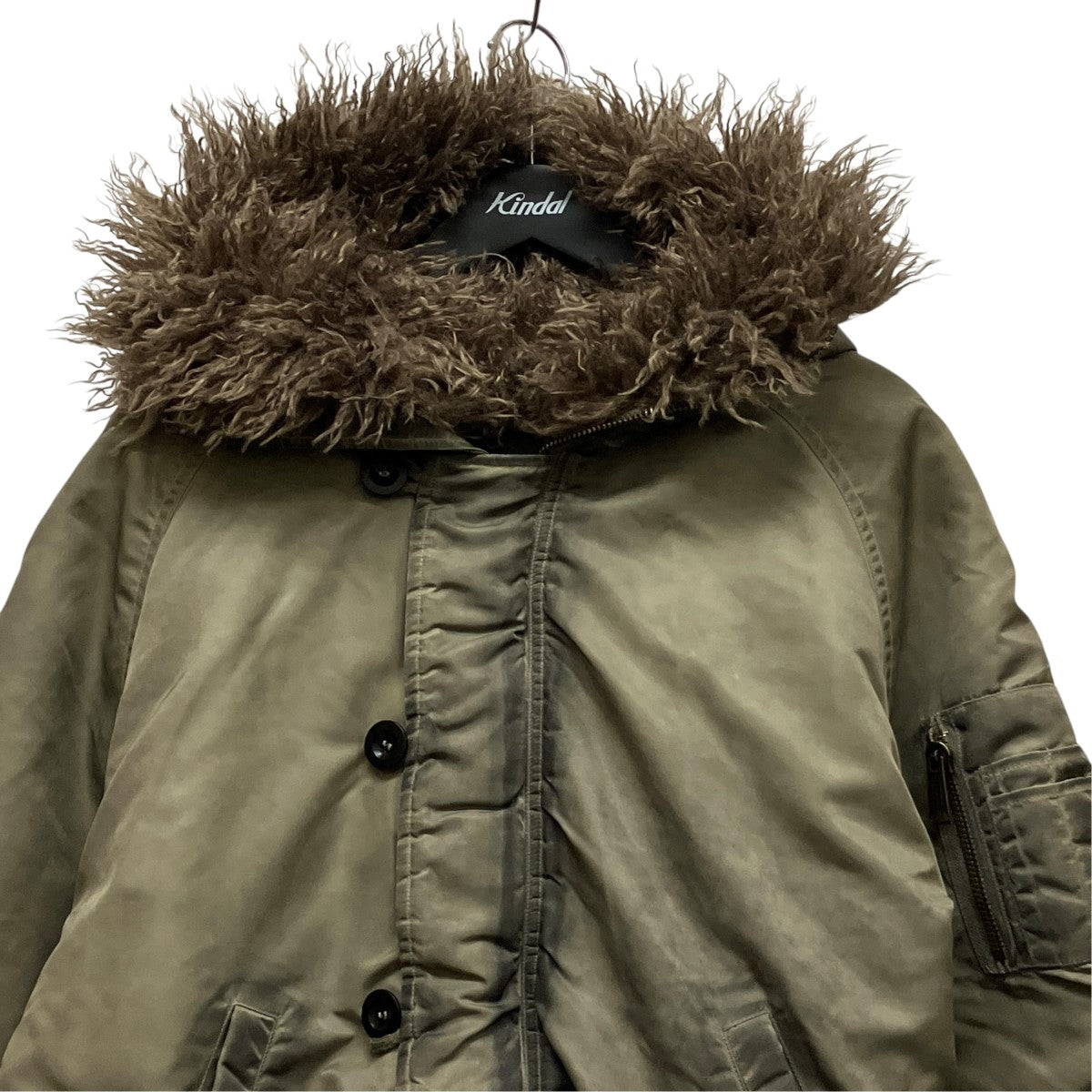 NO／FAITH STUDIOS ASTRO FUR BOMBER JACKET汚れ加工フーデッドボアボンバージャケット 古着・中古-4枚目のアイテム画像