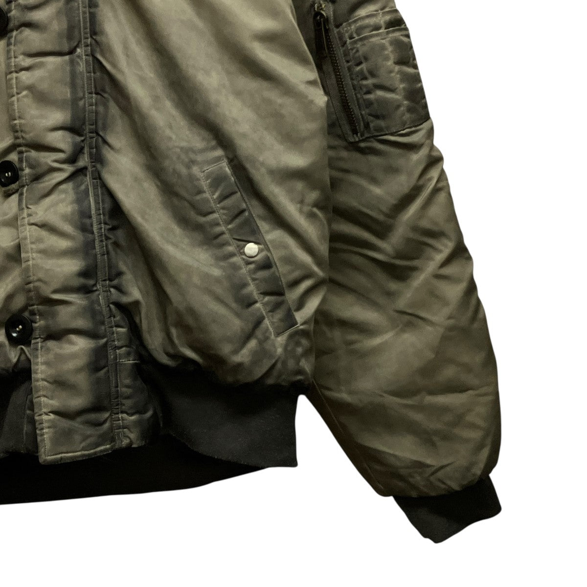 NO／FAITH STUDIOS ASTRO FUR BOMBER JACKET汚れ加工フーデッドボアボンバージャケット 古着・中古-5枚目のアイテム画像