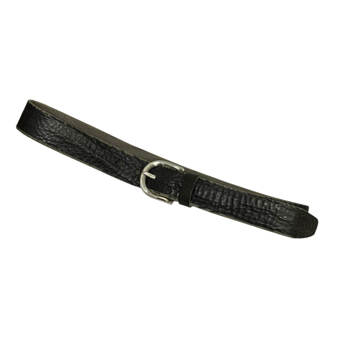 OUR LEGACY 3．5 CM BELT Soft Coal Torn BovineレザーベルトA4258BS 古着・中古-2枚目のアイテム画像
