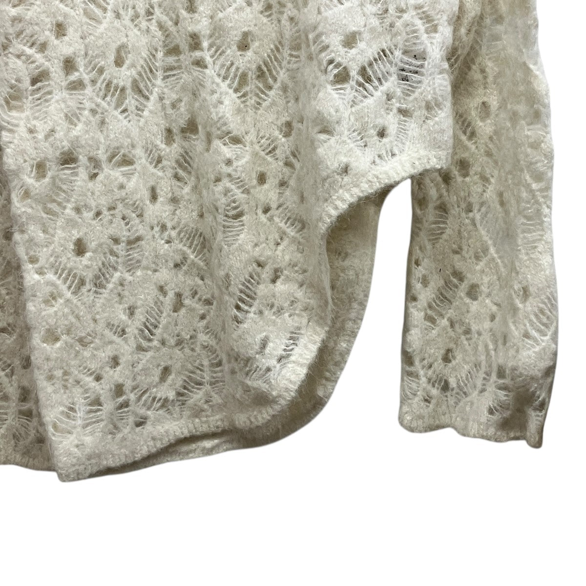 MOHAIR LACE FRILLED TOPアシンメトリーモヘアメッシュニットMLF25802