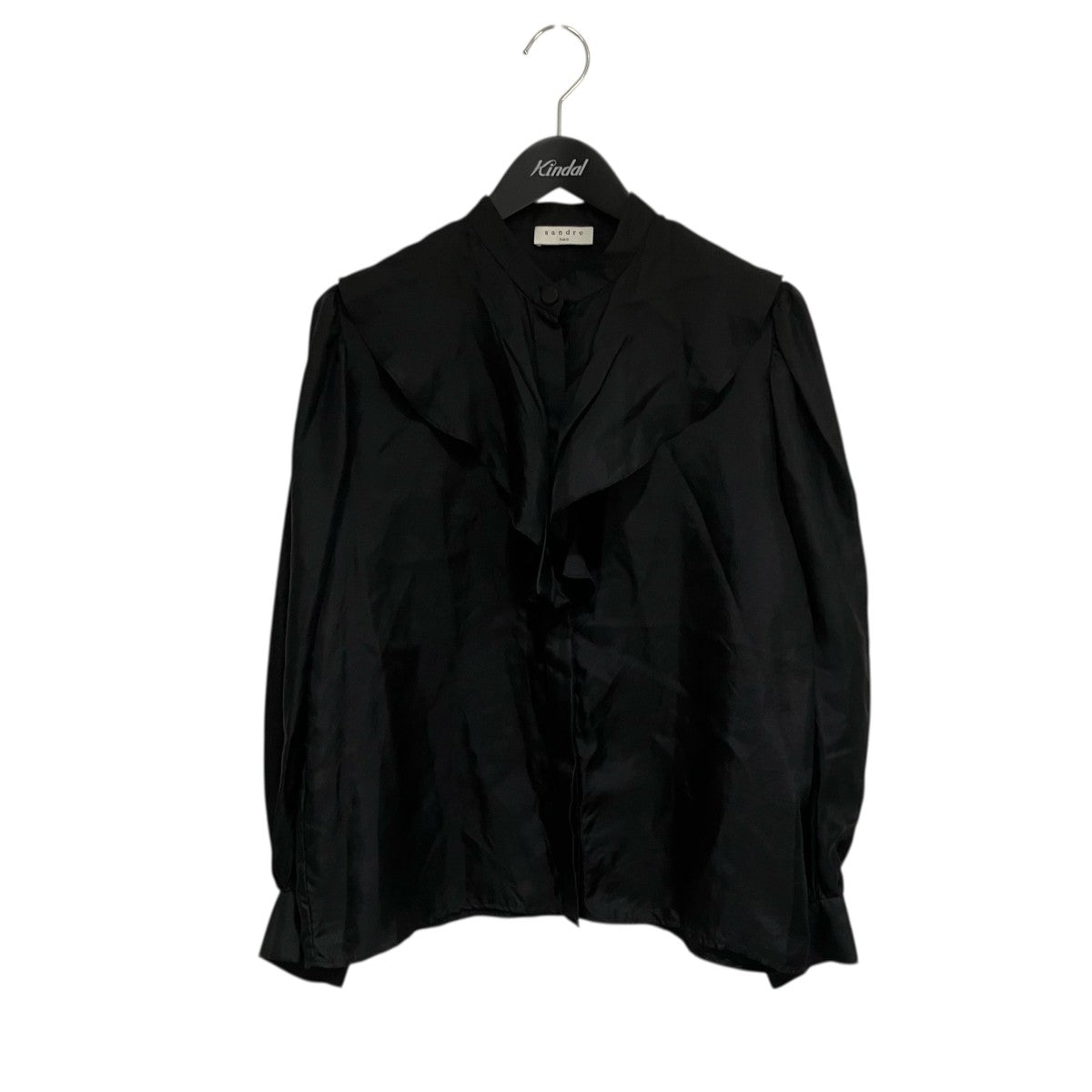 Silk shirt with jabot collar長袖シルクフリルブラウスSFPCM00514