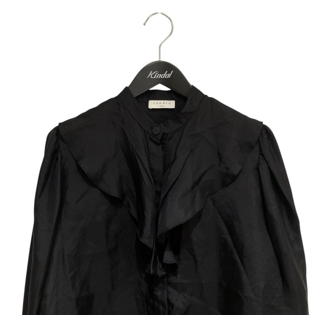 Silk shirt with jabot collar長袖シルクフリルブラウスSFPCM00514