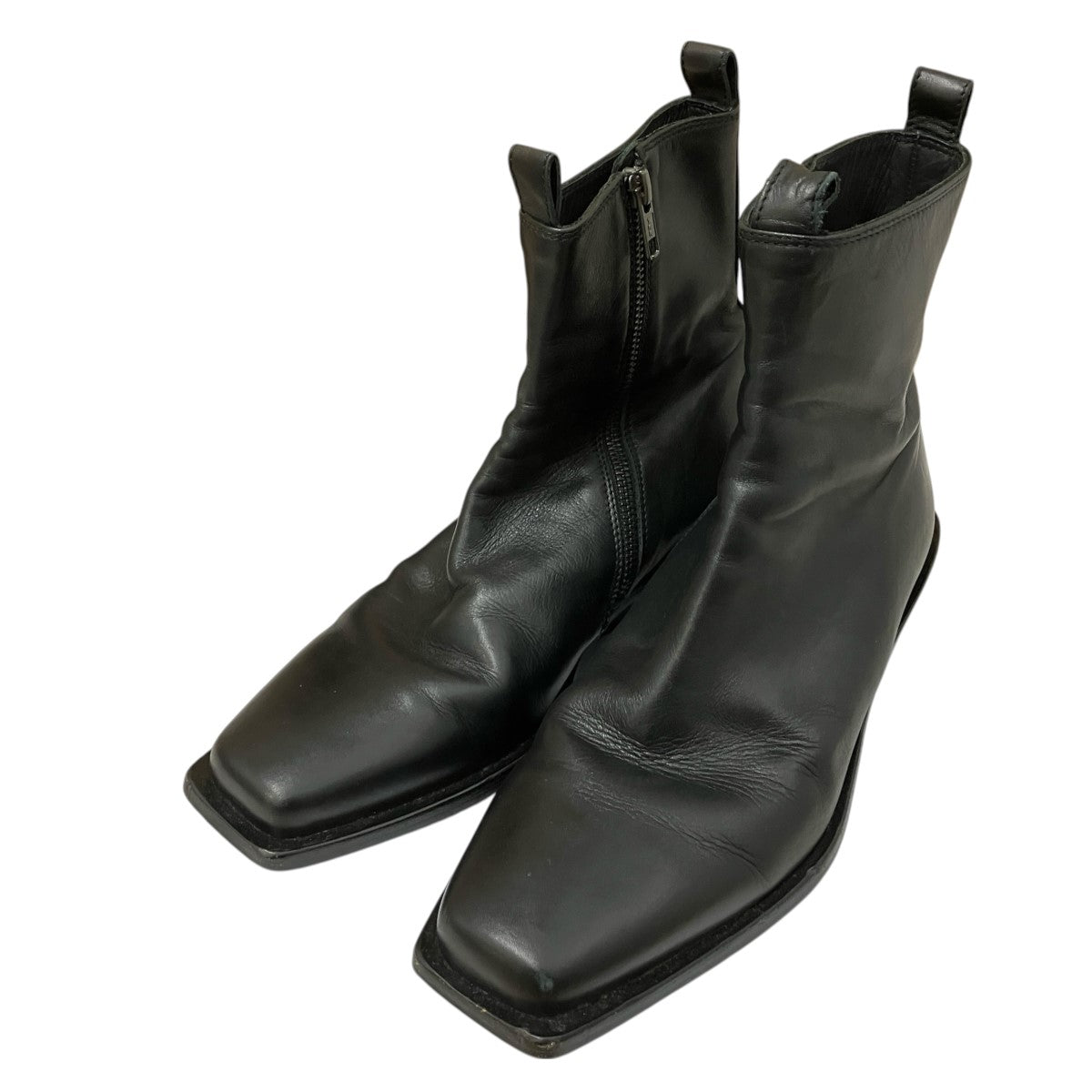 ANN DEMEULEMEESTER スクエアトゥジップブーツ 古着・中古-1枚目のアイテム画像