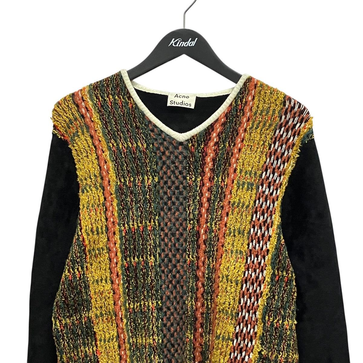 KINETIC V AW16総柄切替Vネックニット29D164-