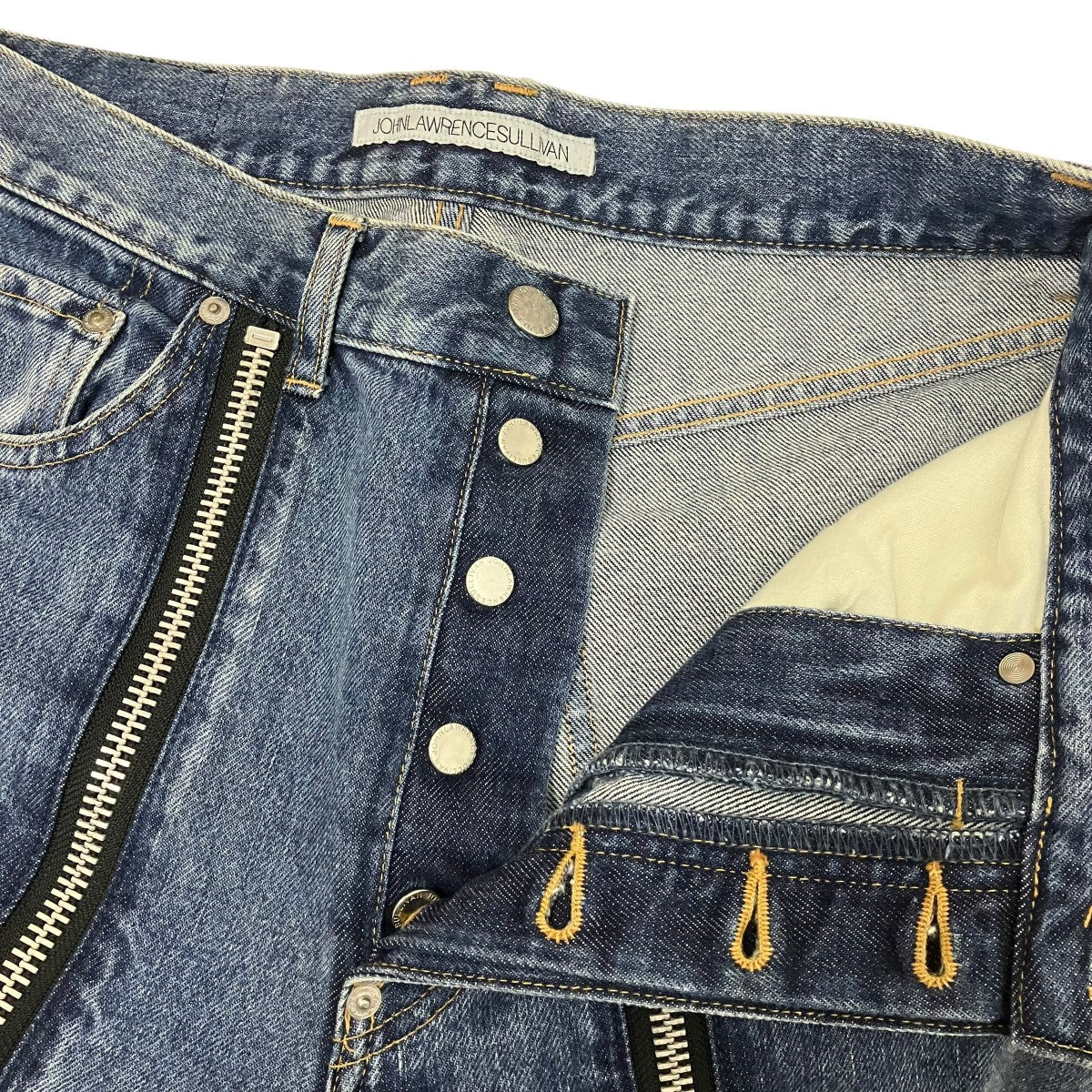 JOHN LAWRENCE SULLIVAN BLEACHED DENIM ZIPPED PANTSフロントジップデニムパンツ2A023-0321-56 古着・中古-3枚目のアイテム画像