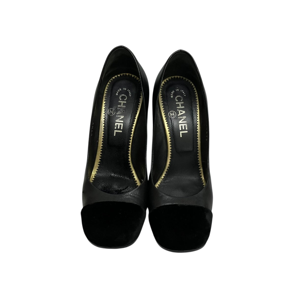 CHANEL(シャネル) ベロアトゥレザーヒールパンプスG26473 G26473