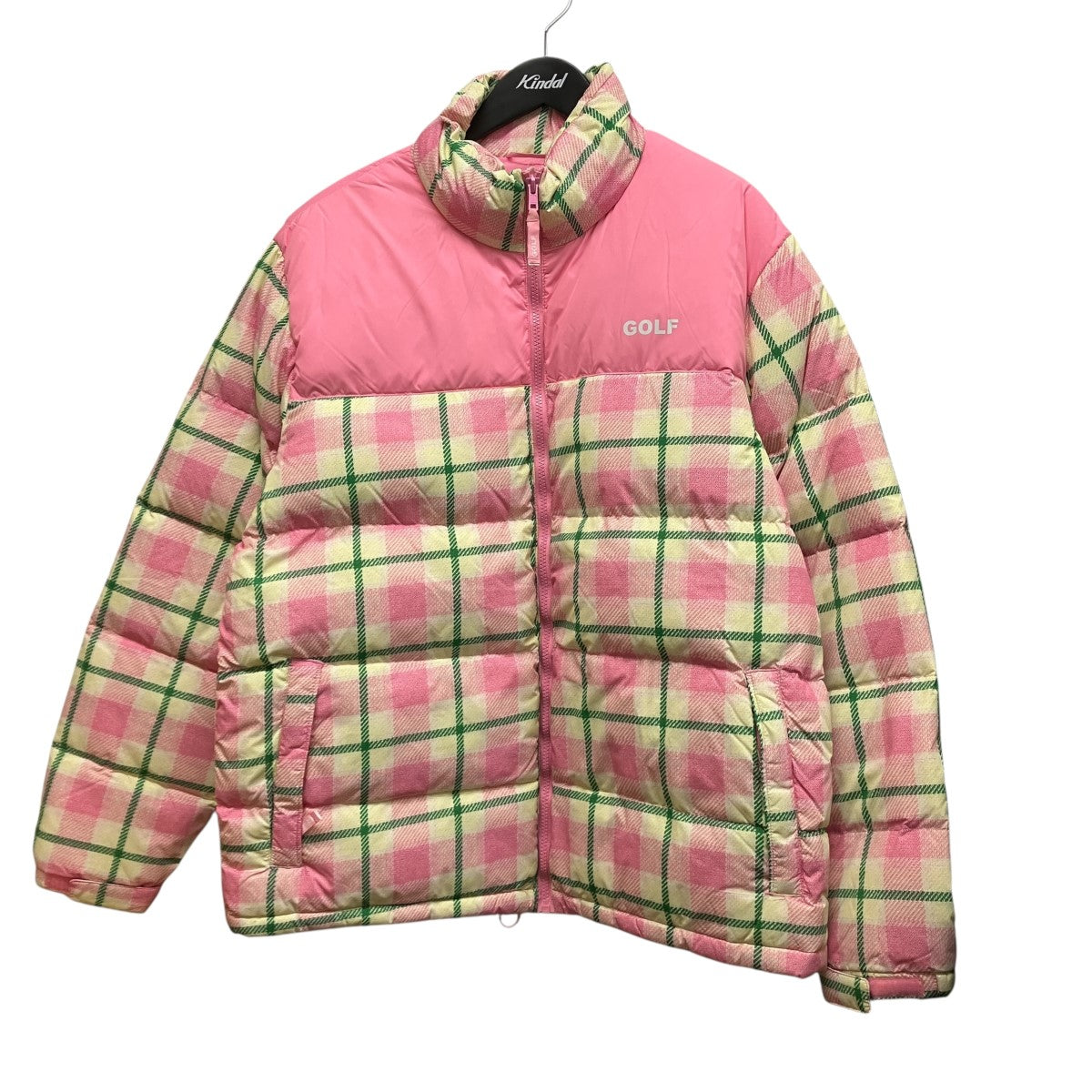 GOLF WANG チェックフーデットダウンジャケット 古着・中古-1枚目のアイテム画像
