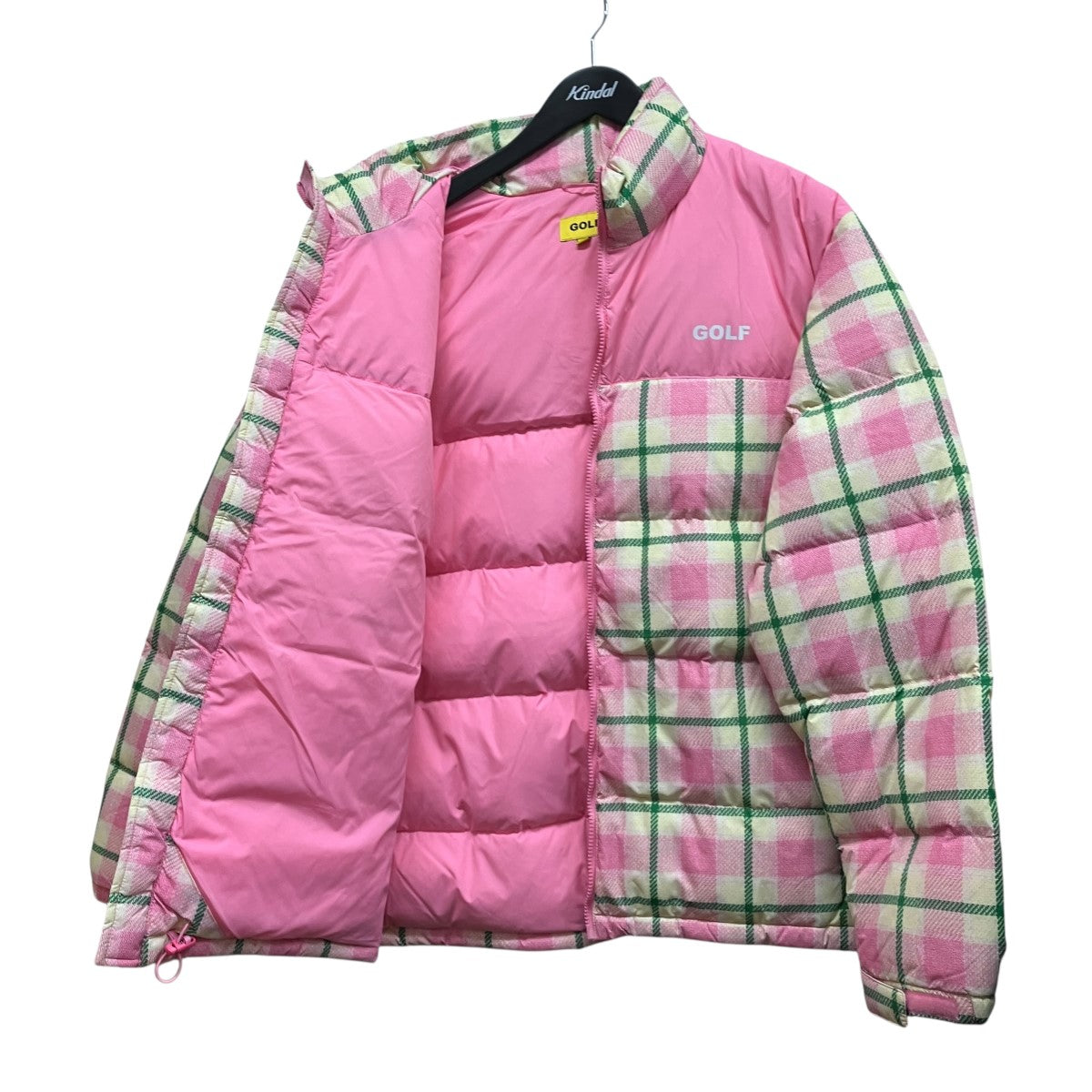 GOLF WANG チェックフーデットダウンジャケット 古着・中古-3枚目のアイテム画像