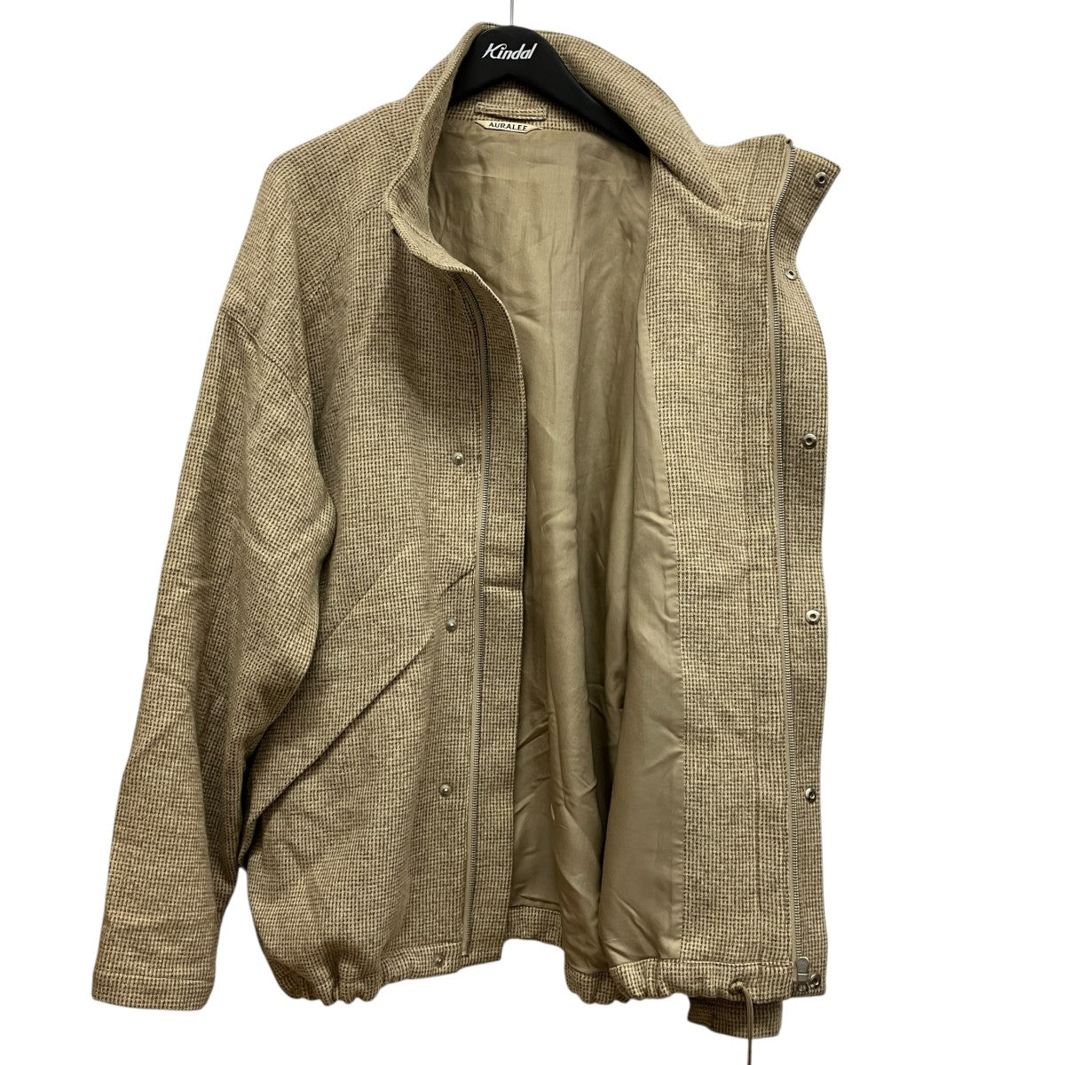AURALEE 22AW「WOOL HAIRLINE LIGHT TWEED ZIP BLOUSON」ウールチェックブルゾン 古着・中古-5枚目のアイテム画像