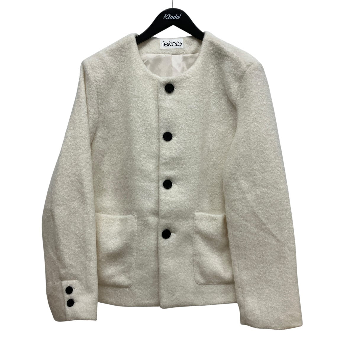 no collar wool shaggy jacketノーカラーウールジャケット105254-124-011