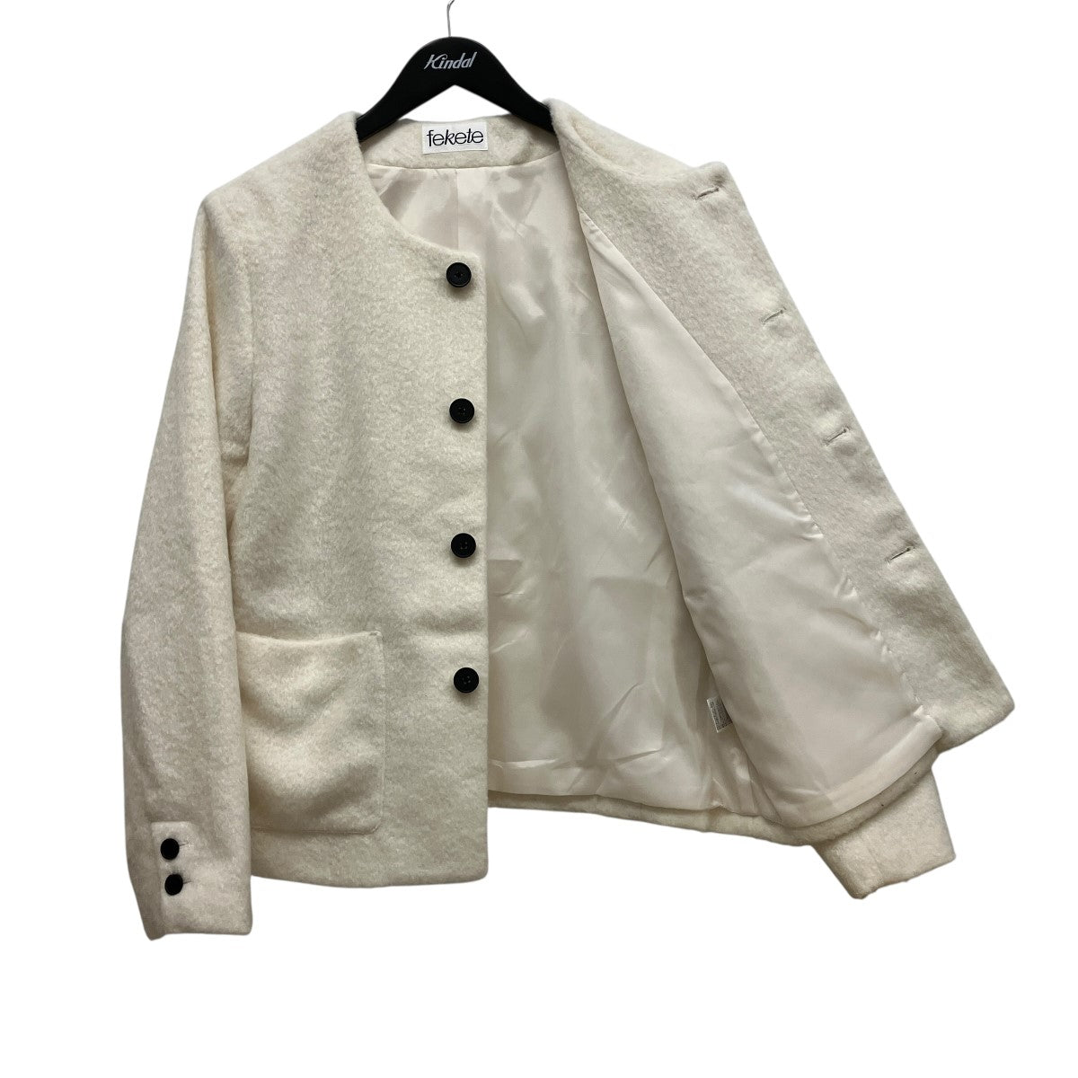 no collar wool shaggy jacketノーカラーウールジャケット105254-124-011
