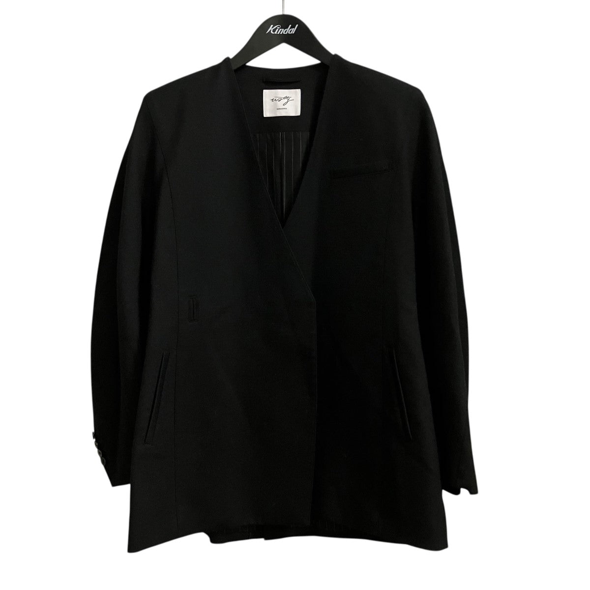 AKIRA NAKA 22AWBelted collarless jacketノーカラーテ-ラードジャケットWW2202-BK 古着・中古-1枚目のアイテム画像