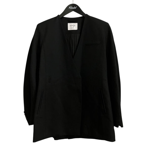 AKIRANAKA ノーカラーラップジャケット 黒　2 AKIRA NAKA(アキラナカ) 22AWBelted collarless jacketノーカラーテ