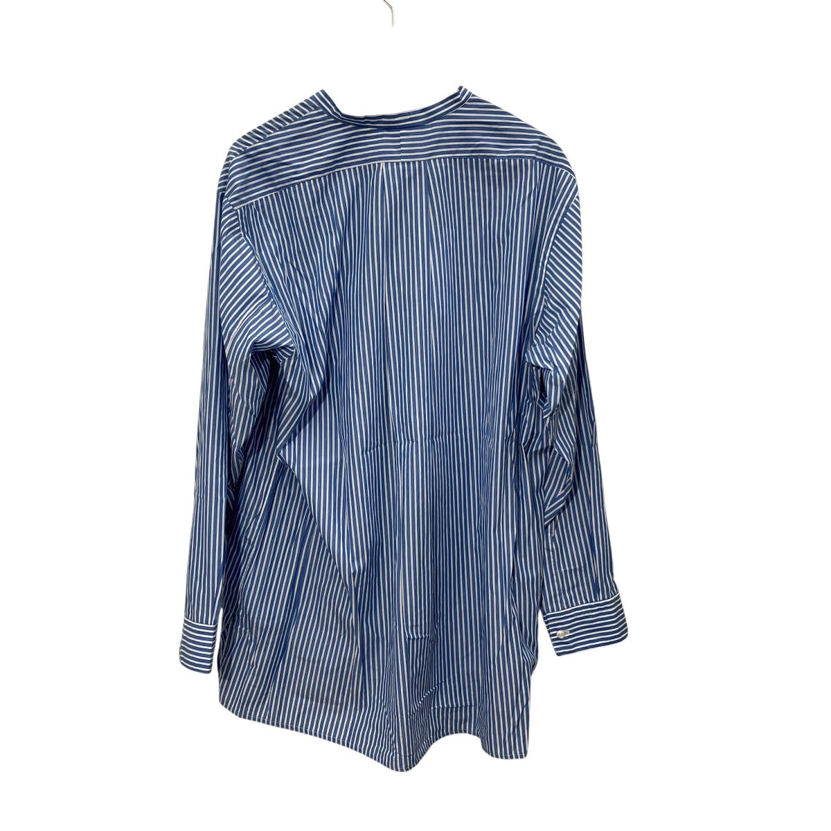 HEUGN MORRIS SALVATORE BLUE STRIPEストライプバンドカラーシャツSHIRT094 古着・中古-2枚目のアイテム画像
