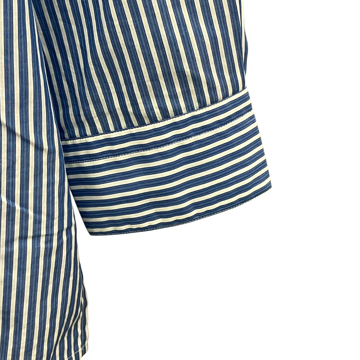 HEUGN MORRIS SALVATORE BLUE STRIPEストライプバンドカラーシャツSHIRT094 古着・中古-4枚目のアイテム画像