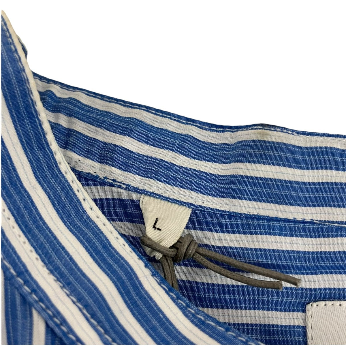 HEUGN MORRIS SALVATORE BLUE STRIPEストライプバンドカラーシャツSHIRT094 古着・中古-5枚目のアイテム画像