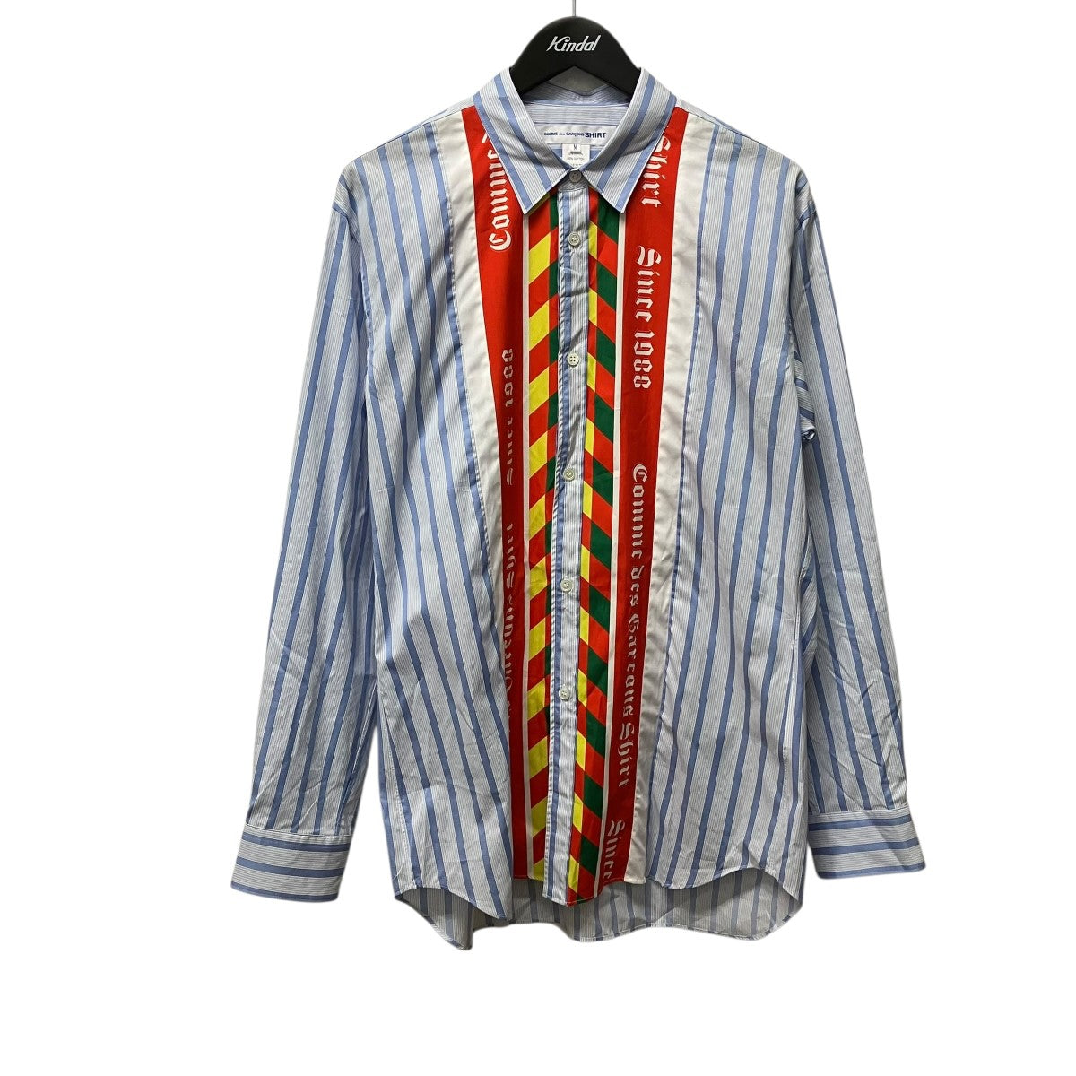 COMME des GARCONS SHIRT 25AWGestreiftes Hemd mit PrintストライプロゴプリントシャツFP-B008 古着・中古-1枚目のアイテム画像
