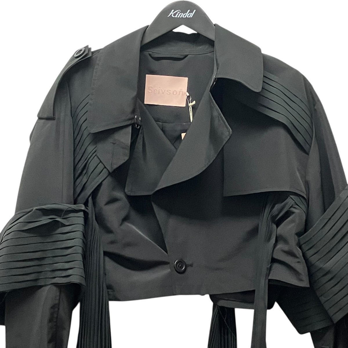 SEIVSON X Short Trench CoatプリーツトレンチコートSNA25-C04 古着・中古-4枚目のアイテム画像