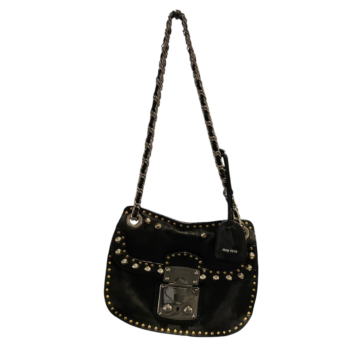 MIU MIU スタッズチェーンショルダーバッグ 古着・中古-1枚目のアイテム画像