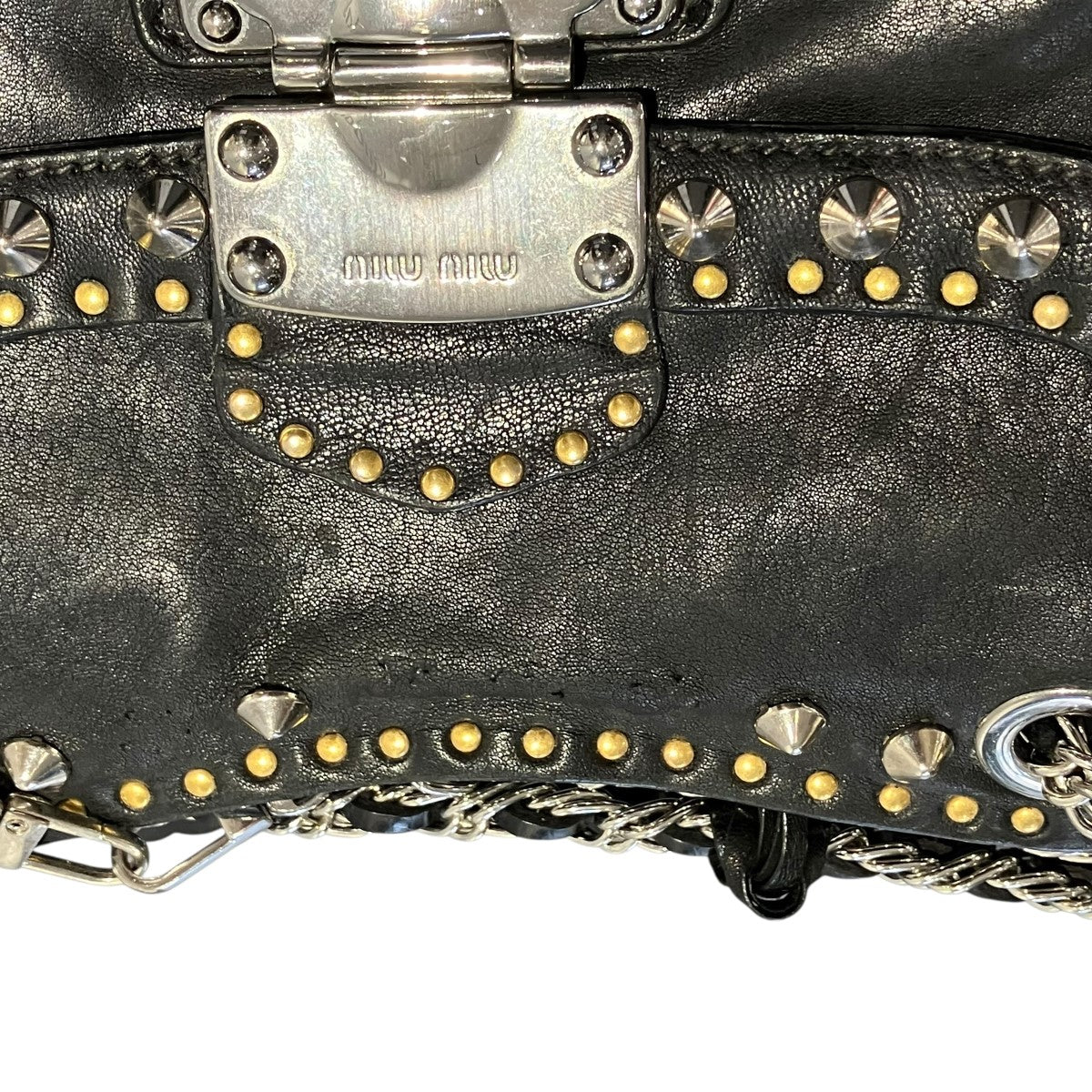 MIU MIU スタッズチェーンショルダーバッグ 古着・中古-6枚目のアイテム画像