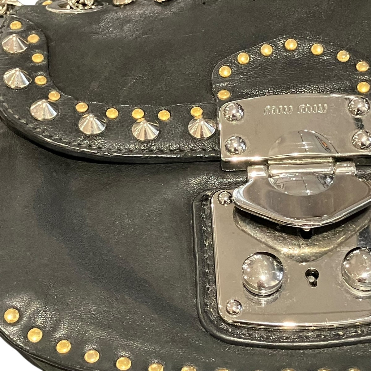 MIU MIU スタッズチェーンショルダーバッグ 古着・中古-8枚目のアイテム画像