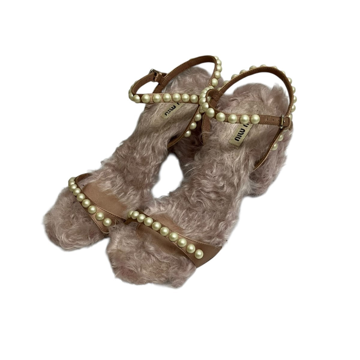 MIU MIU ファーフェイクパールサンダル 古着・中古-1枚目のアイテム画像