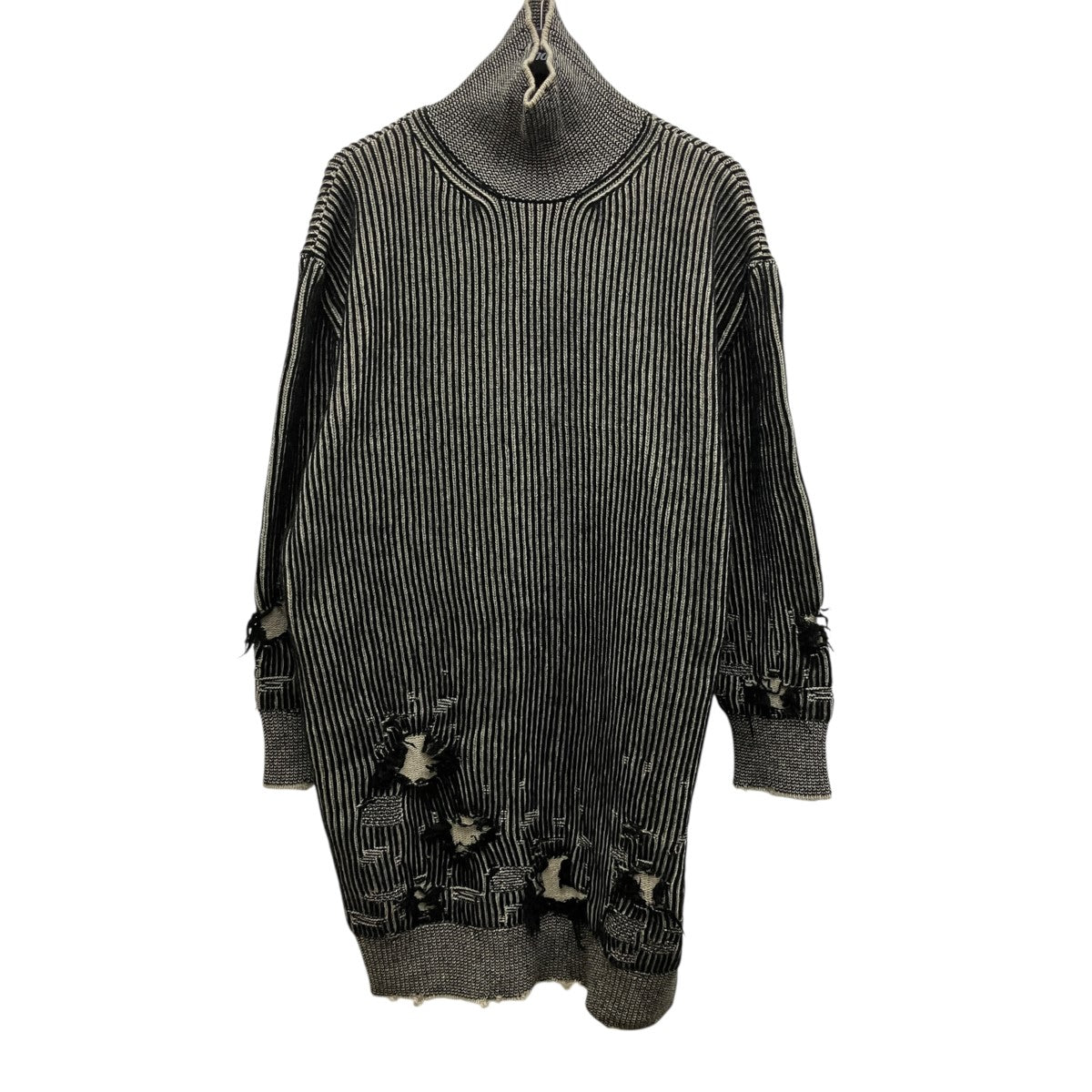 MM6 Maison Margiela distressed rib knit jumper dressダメージ加工リブタートルニットS62DA0031 古着・中古-1枚目のアイテム画像