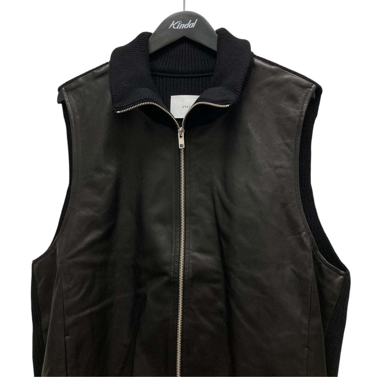 Leather Combination Drivers Knit Zip Vestレザー切り替えジップアップニットベストST.738