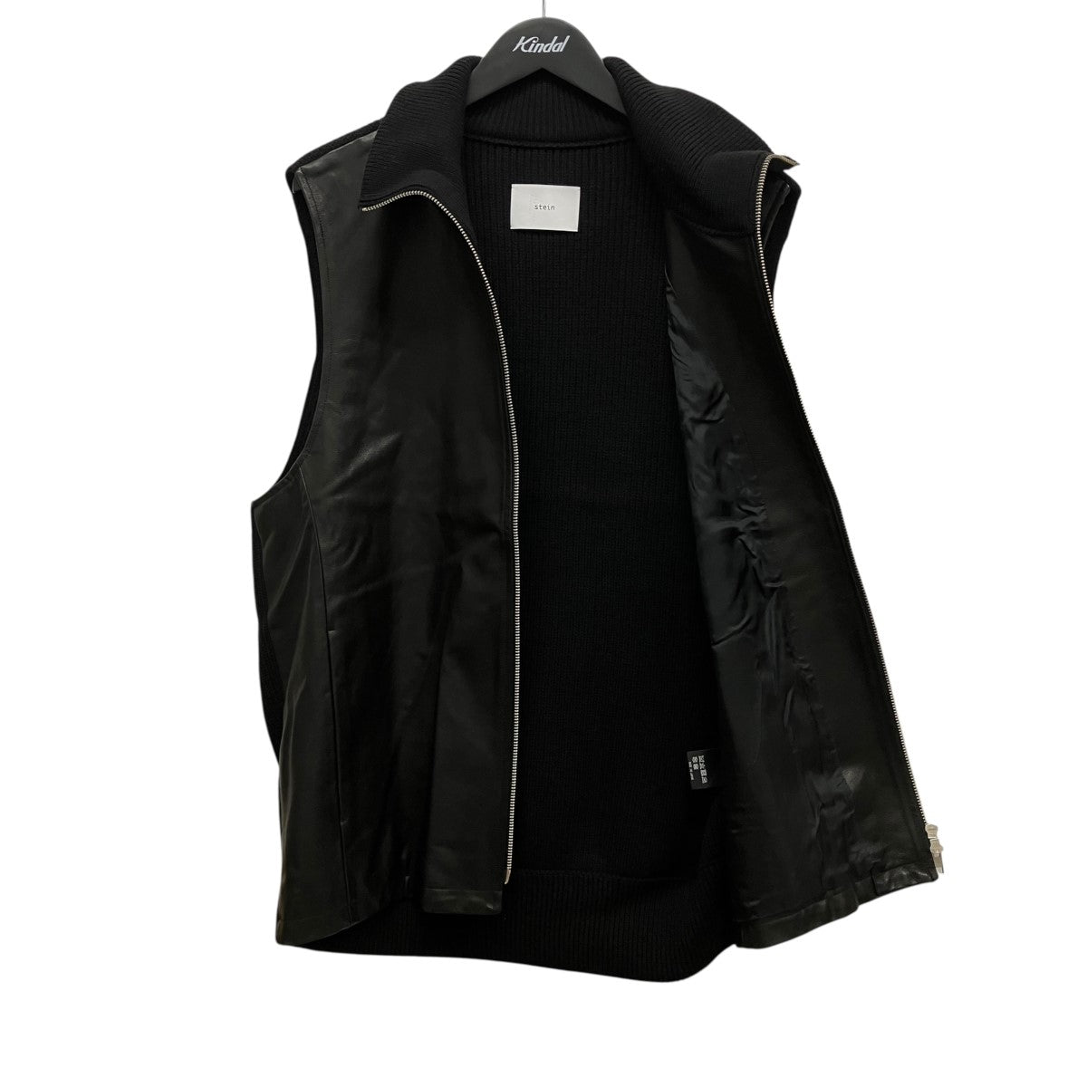Leather Combination Drivers Knit Zip Vestレザー切り替えジップアップニットベストST.738