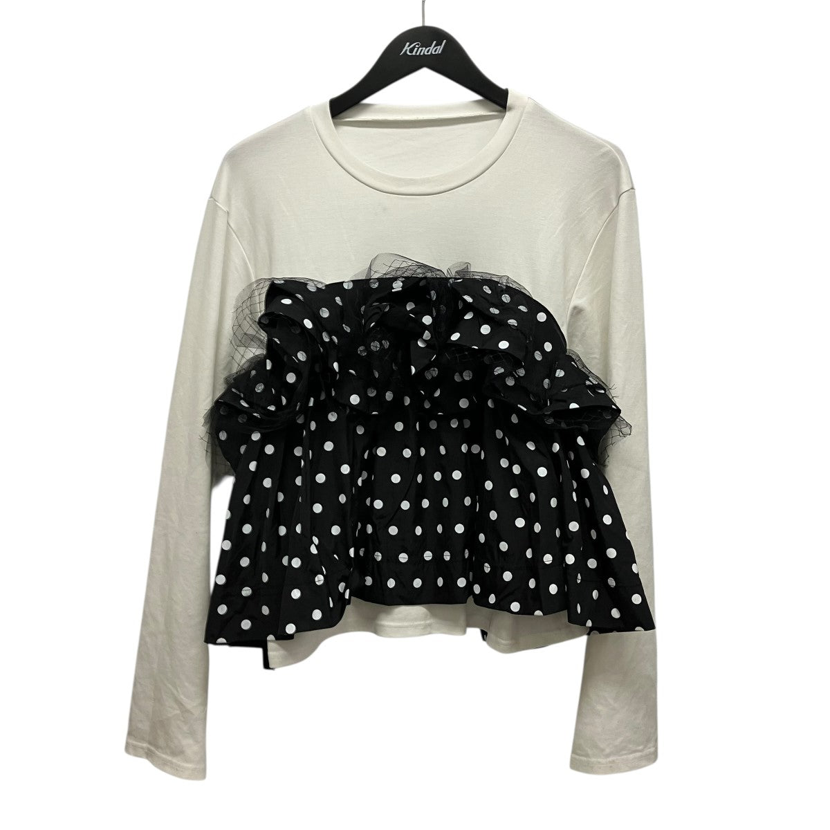 MAISON SPECIAL 異素材コンビフリルニットトップスドット柄フリルドッキングロンTシャツ21252415808 古着・中古-1枚目のアイテム画像