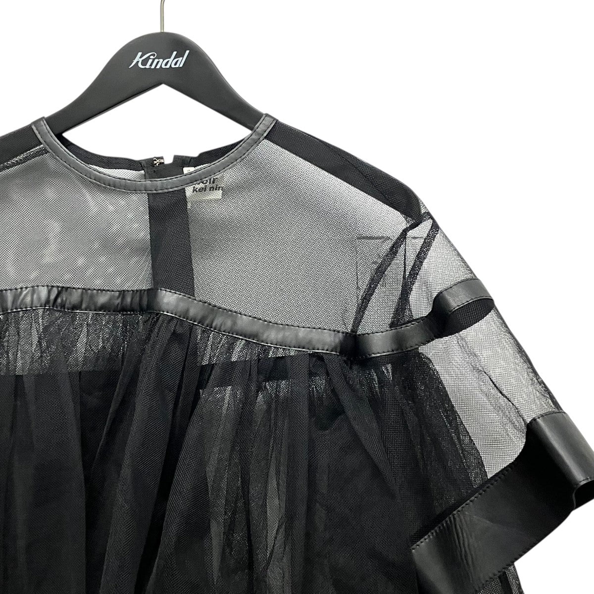 noir kei ninomiya チュールレザー切り替えブラウス3A-B009 古着・中古-3枚目のアイテム画像
