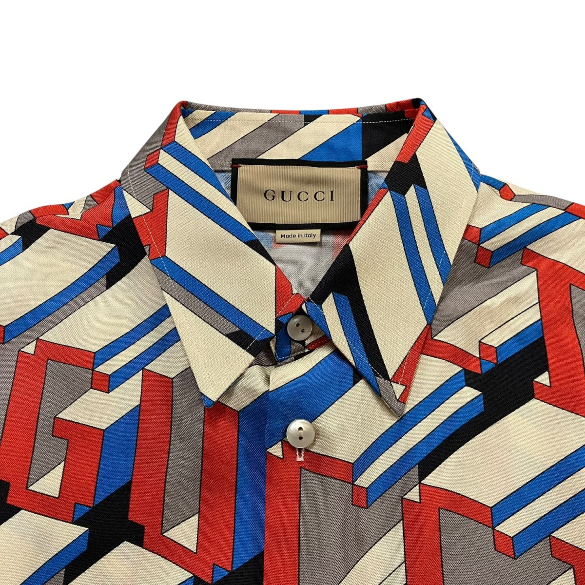 GUCCI 総柄半袖シルクシャツ770290 古着・中古-3枚目のアイテム画像