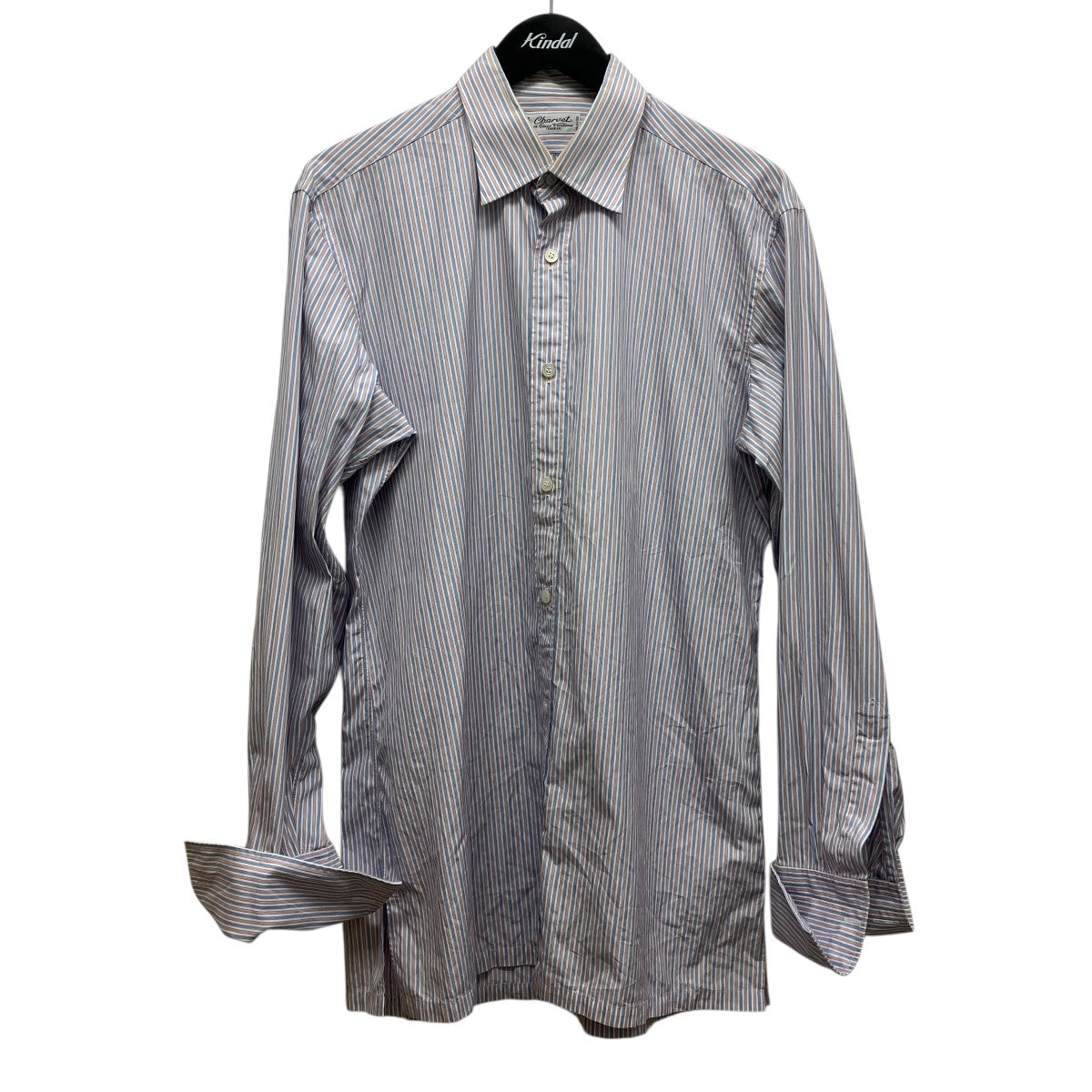 Charvet 長袖ストライプカフリンクスシャツ 古着・中古-1枚目のアイテム画像