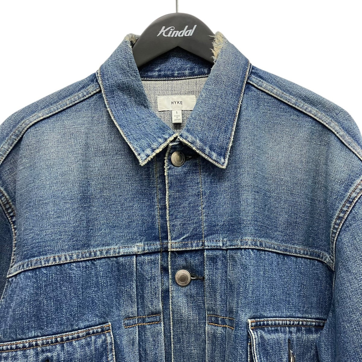 HYKE BIG FITダメージ加工デニムジャケット 古着・中古-3枚目のアイテム画像