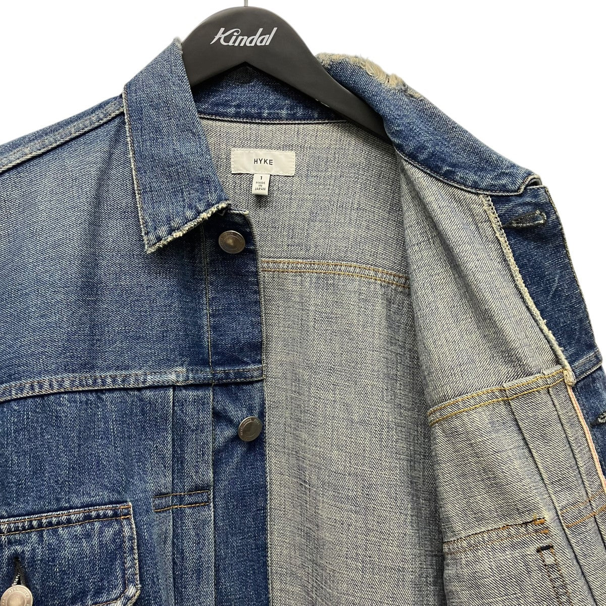 HYKE BIG FITダメージ加工デニムジャケット 古着・中古-6枚目のアイテム画像