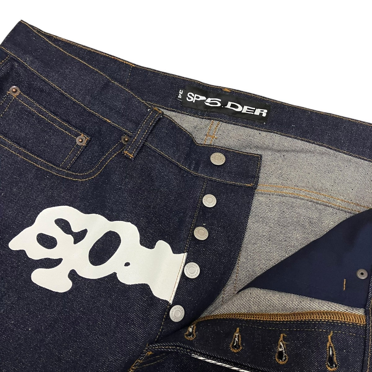 V3 Indigo Denimロゴプリントデニムパンツ