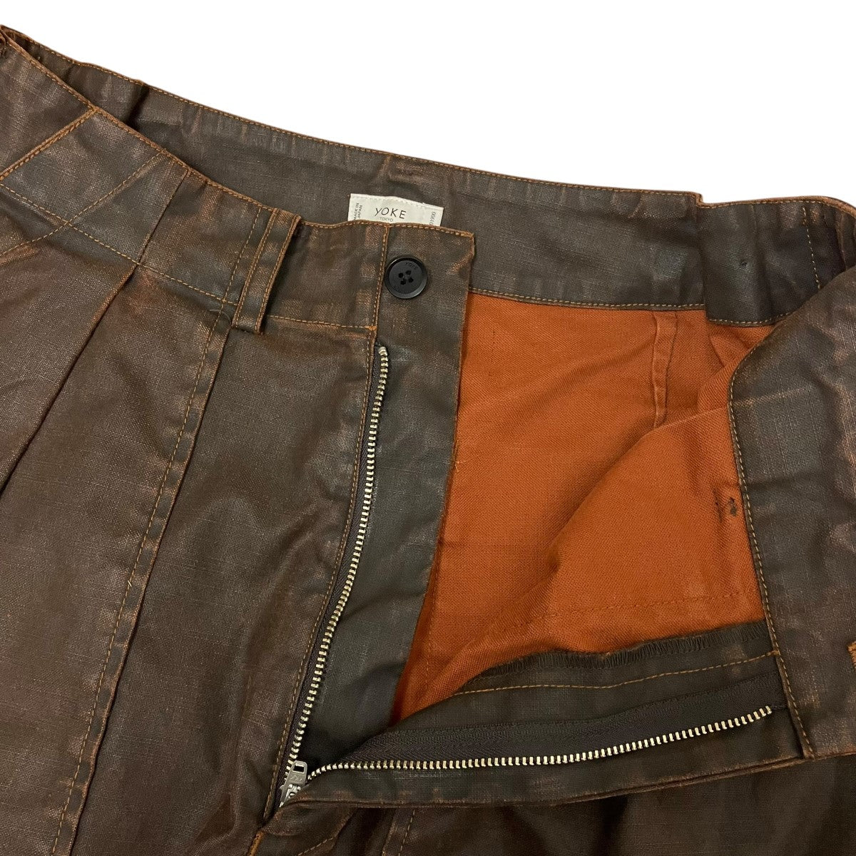 YOKE 26SSCoating Cotton 1pleated Backer PantsタックワイドベイカーパンツYK26SS01184P 古着・中古-3枚目のアイテム画像