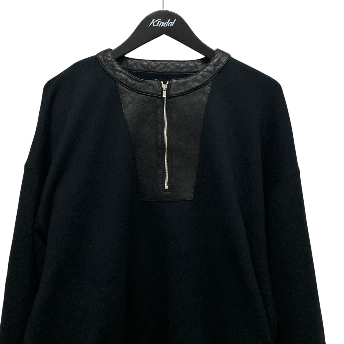 KYOU Leather Original Supima Aging Cotton Sweatレザー切替エルボーパッチハーフジップスウェットKU5FWUSWT02 古着・中古-3枚目のアイテム画像
