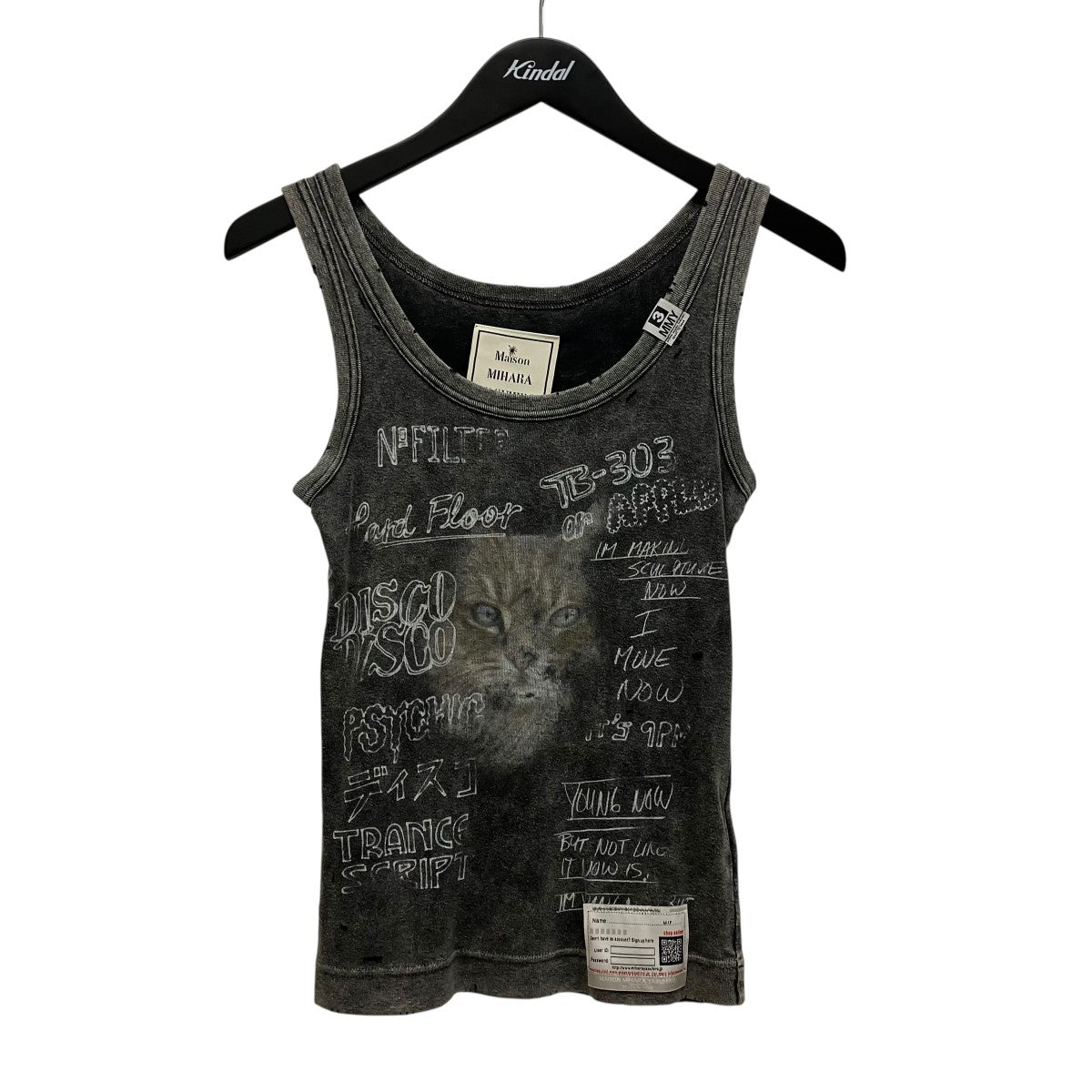 MIHARA YASUHIRO Bleached TanktopノースリーブプリントTシャツB12TS632 古着・中古-1枚目のアイテム画像
