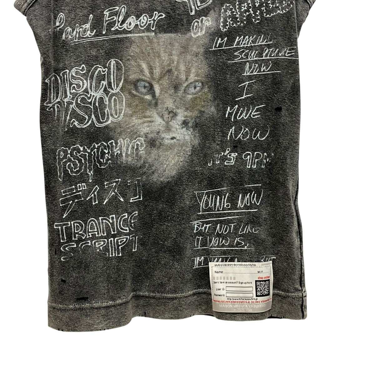 MIHARA YASUHIRO Bleached TanktopノースリーブプリントTシャツB12TS632 古着・中古-4枚目のアイテム画像
