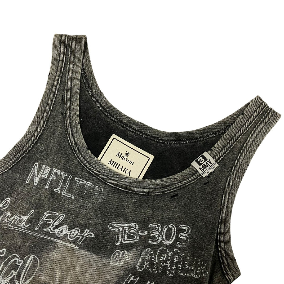 MIHARA YASUHIRO Bleached TanktopノースリーブプリントTシャツB12TS632 古着・中古-5枚目のアイテム画像
