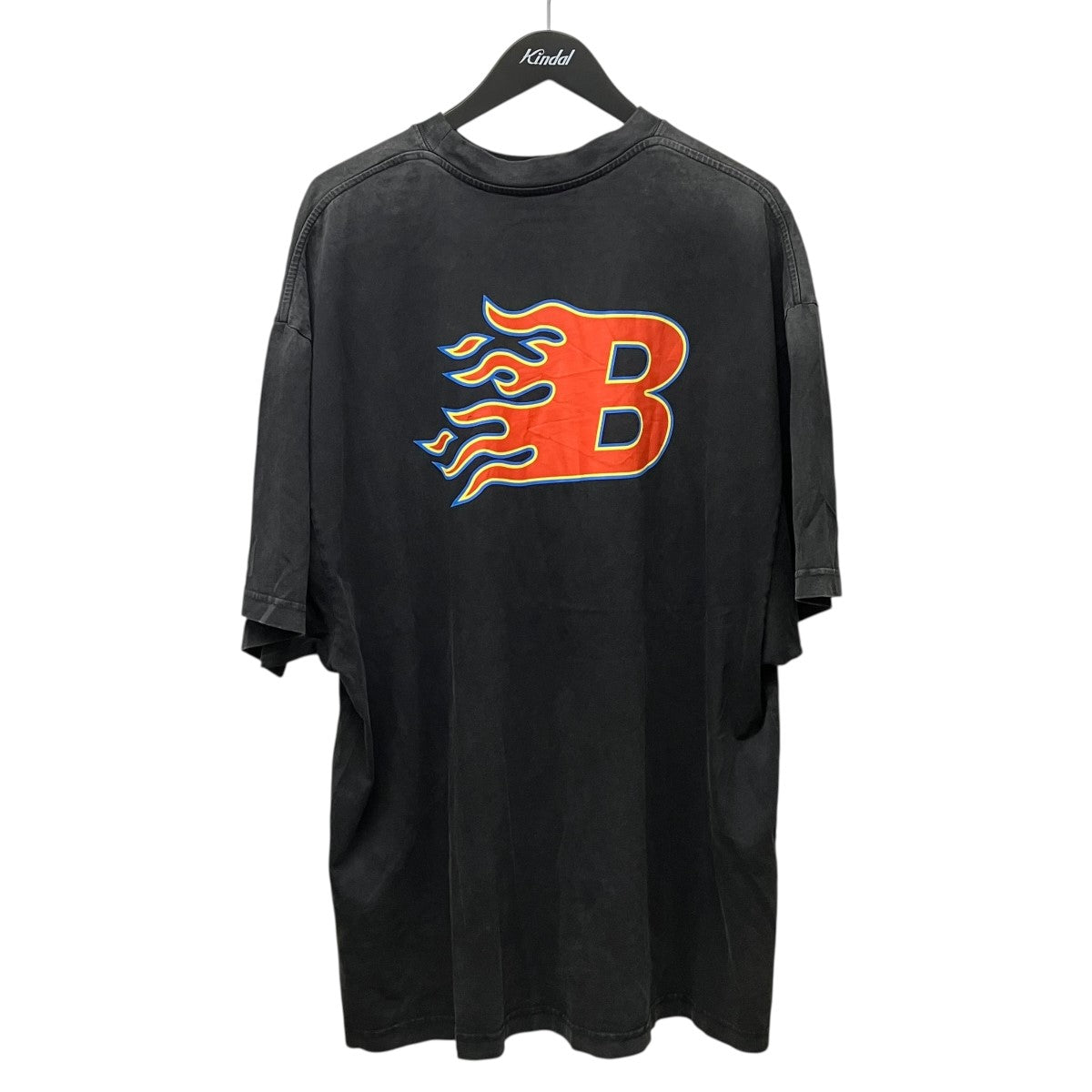 BALENCIAGA 21SSFlame print TEEユーズド加工プリントTシャツ656978 古着・中古-1枚目のアイテム画像