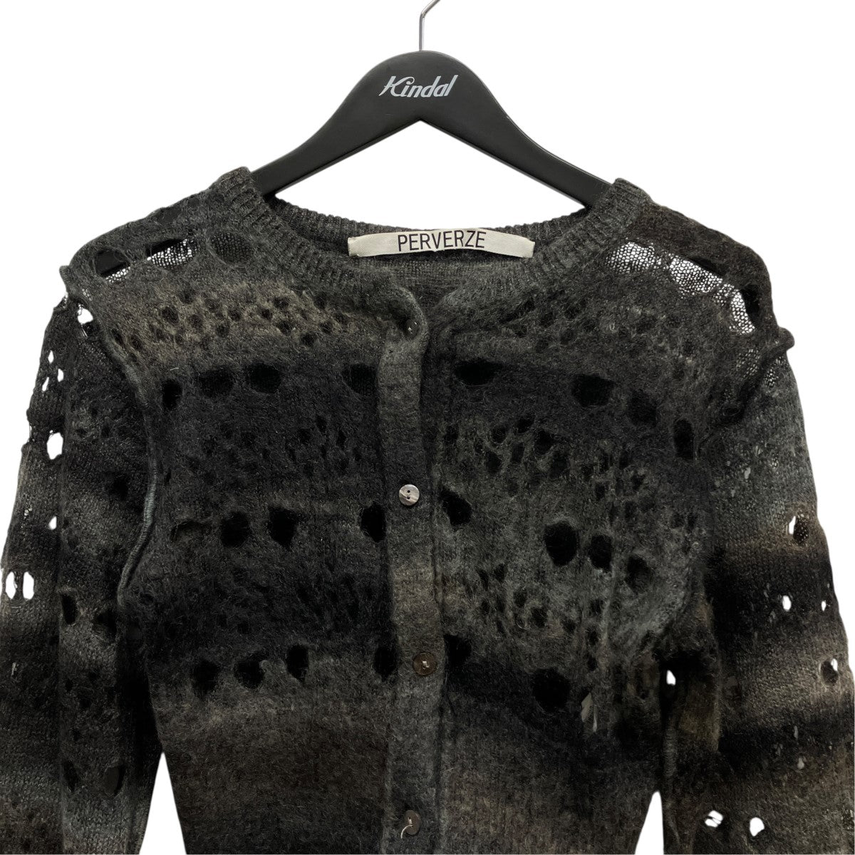 Wmns Holey Pattern Mohair Knitモヘア混バンドカラーカーディガン0123030501