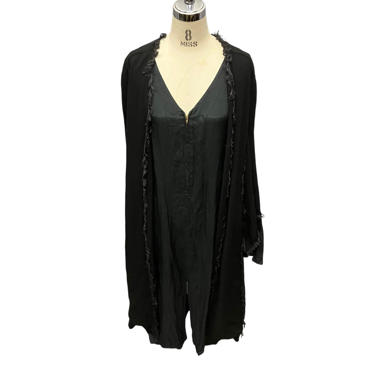 GEORGETTE FRINGE DRESSジップアップレイヤードワンピースTP02-FH216