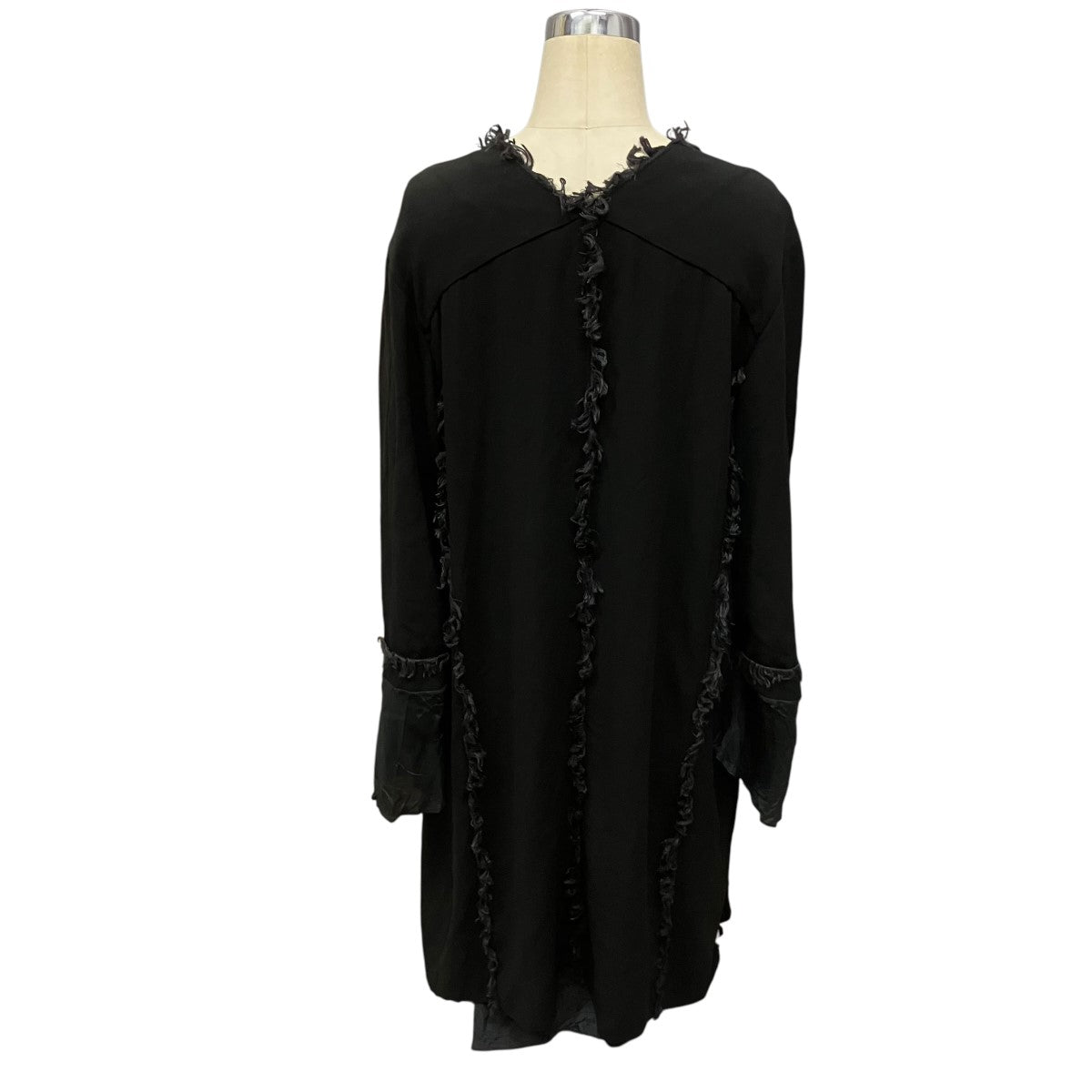 GEORGETTE FRINGE DRESSジップアップレイヤードワンピースTP02-FH216