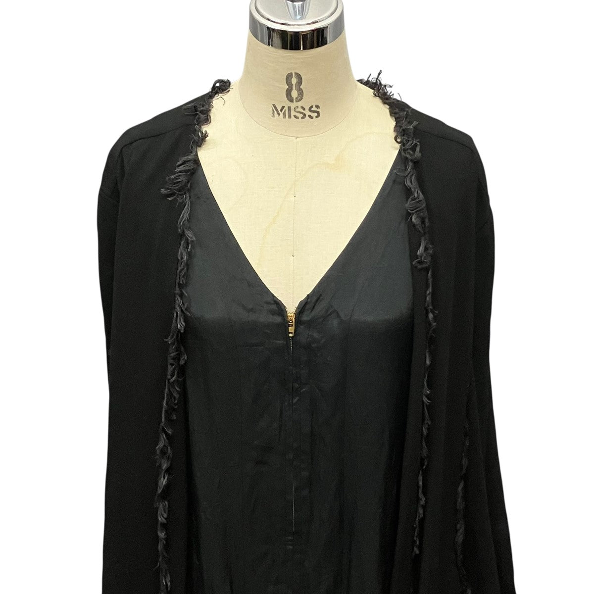 GEORGETTE FRINGE DRESSジップアップレイヤードワンピースTP02-FH216