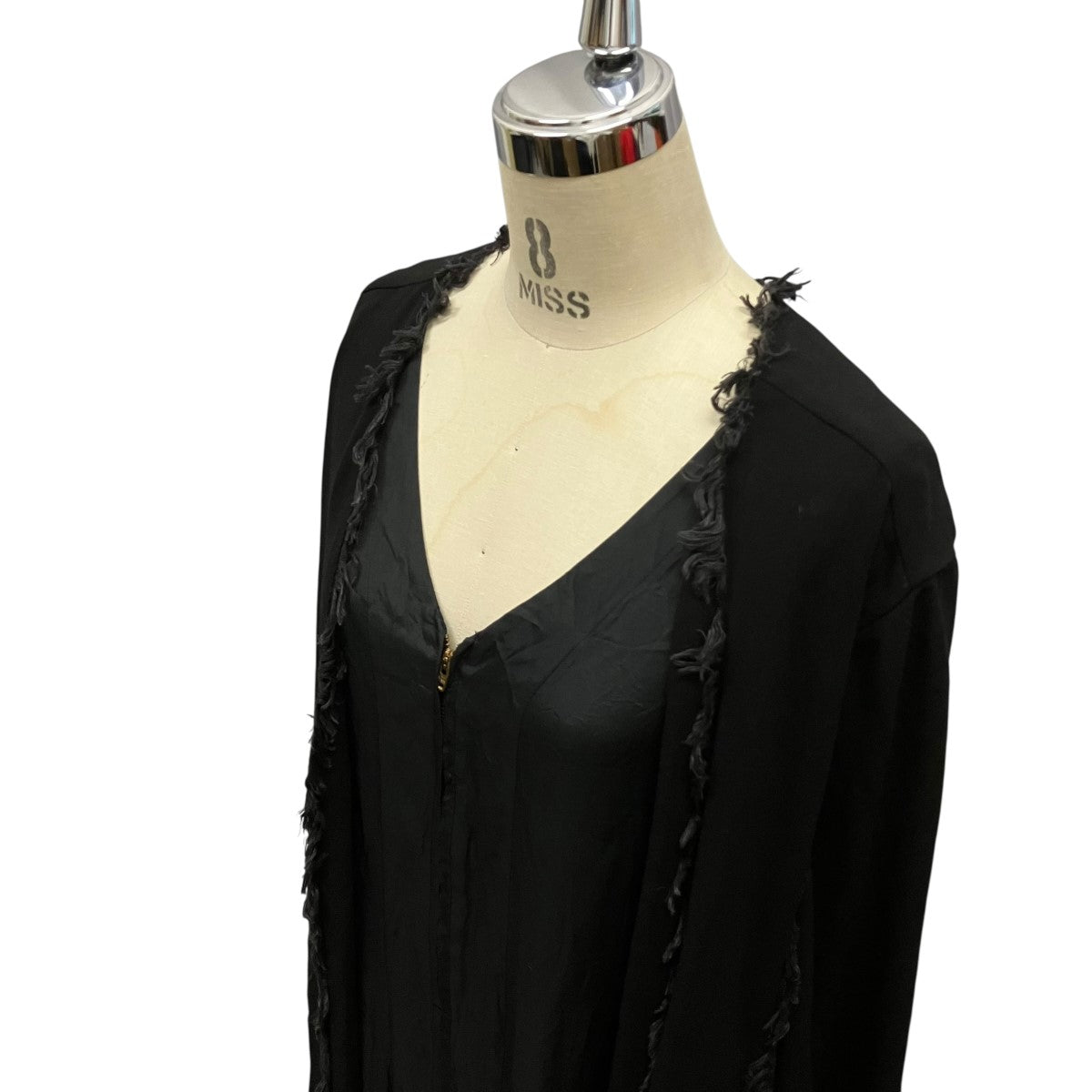 GEORGETTE FRINGE DRESSジップアップレイヤードワンピースTP02-FH216