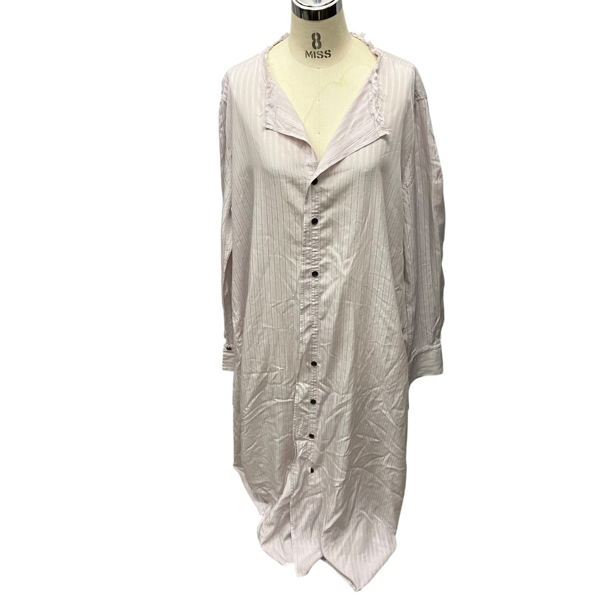 25SSCELLULOSE STRIPE COLLARLESS A-LINE DRESSシャツワンピースYQ-D06-228