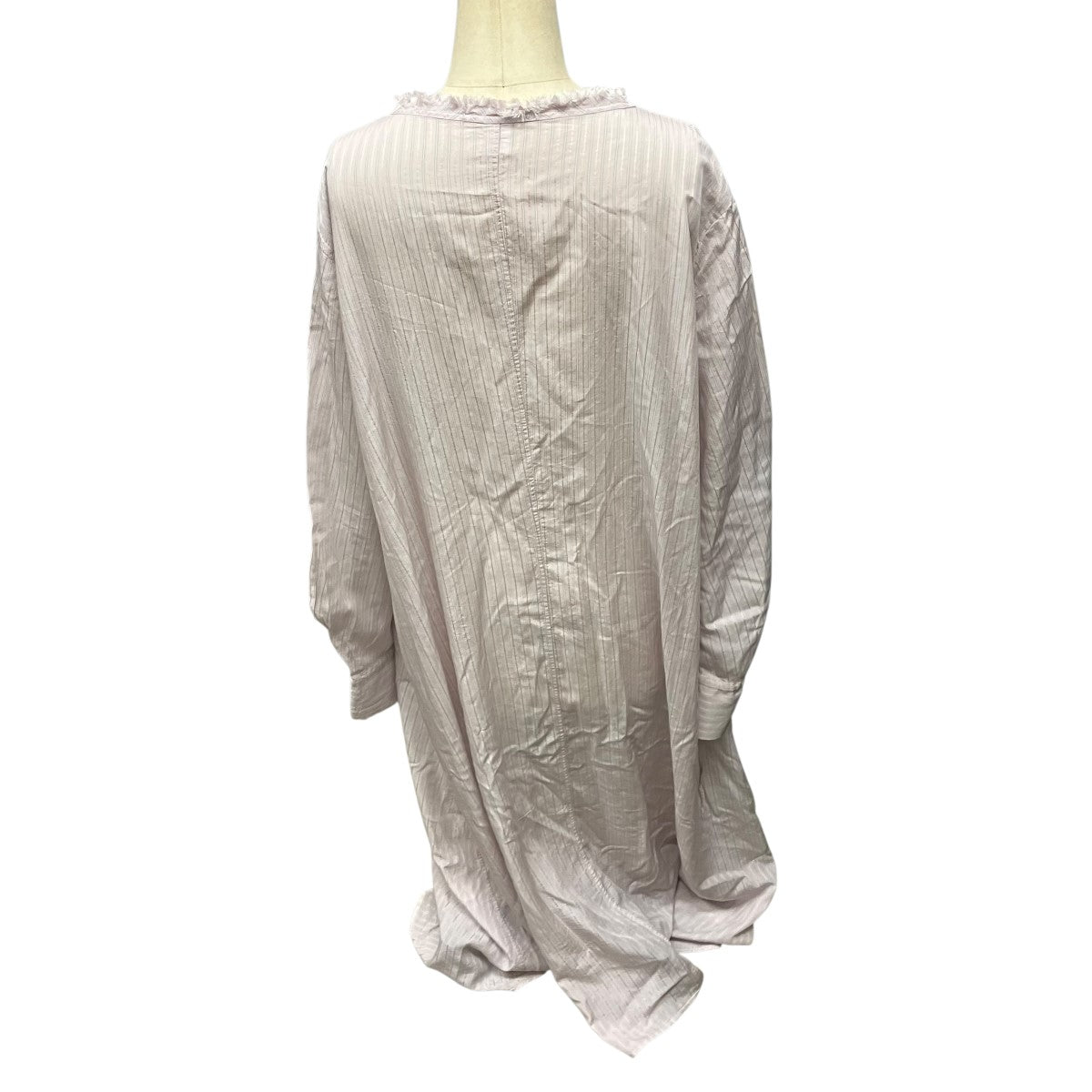 25SSCELLULOSE STRIPE COLLARLESS A-LINE DRESSシャツワンピースYQ-D06-228
